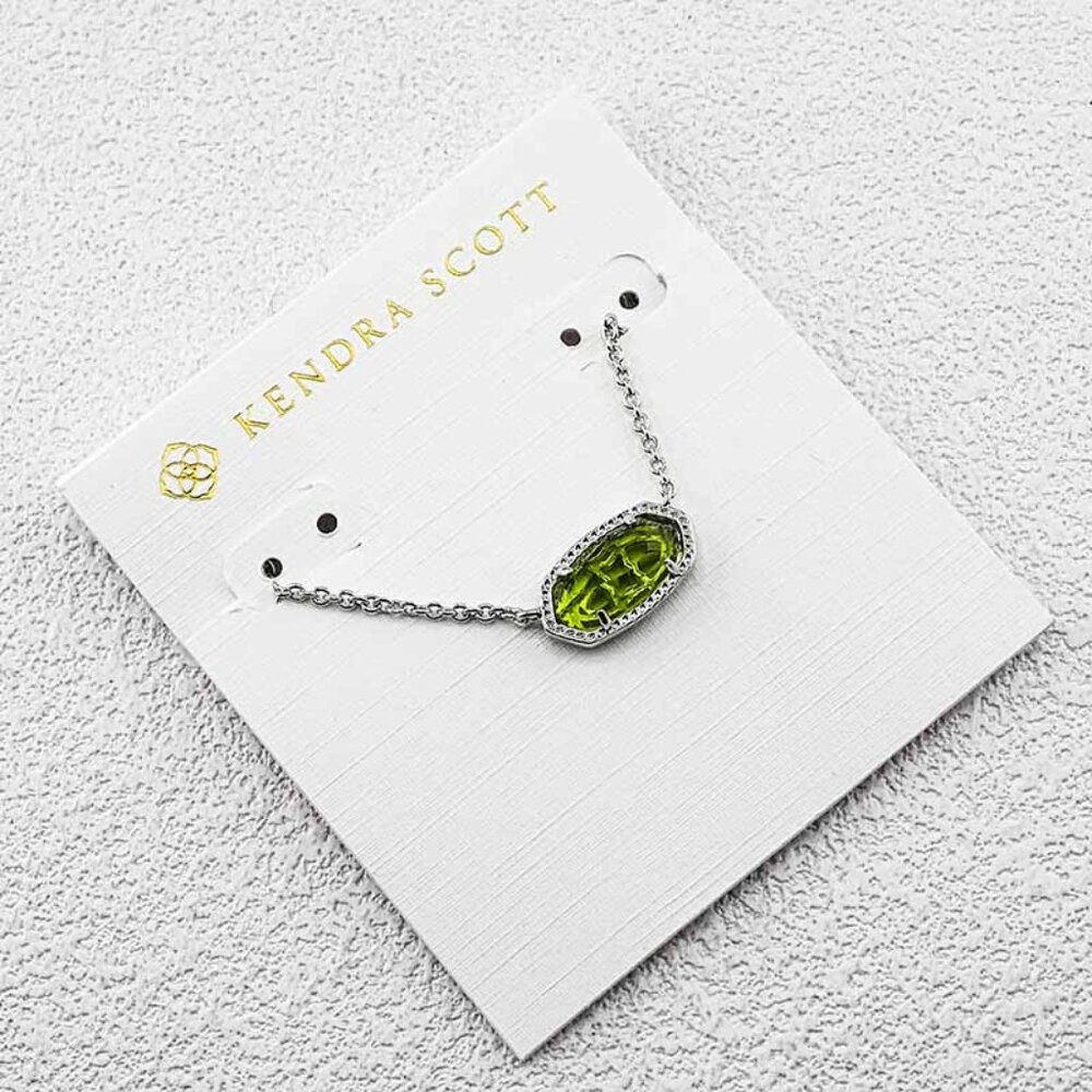 Kendra Scott Transparent Army Green Glass Necklace
